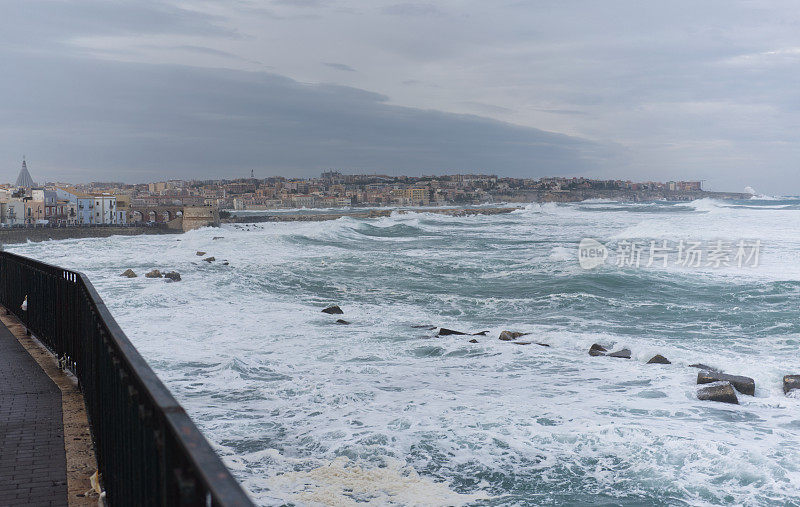 暴风雨天气- Ortigia, Syracuse，西西里